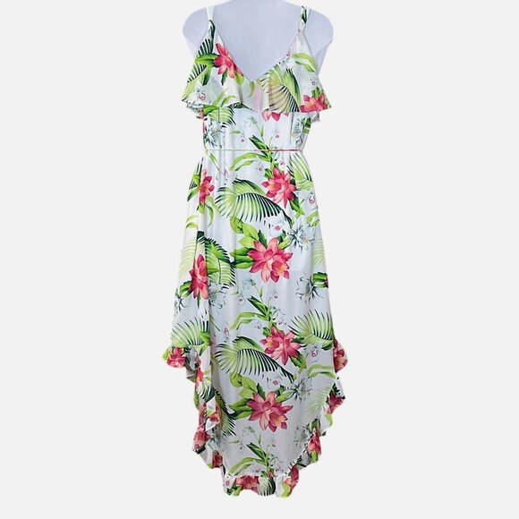 Tommy Bahama Grand Grove Sleeveless Maxi Dress Tropical Ruffled Tie Cord Belt Sm - Picture 6 of 10
